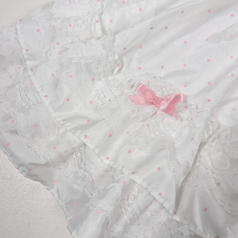 Vintage Mothercare Dress Girls Size 18m White Polka Dot Frilly Party Lace - Picture 3 of 5